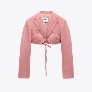 Zara STITCH DETAIL CROPPED BLAZER